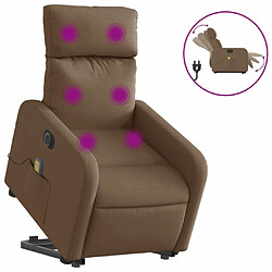 Maison Chic Fauteuil Relax pour salon, Fauteuil inclinable de massage électrique Marron Tissu -GKD84109