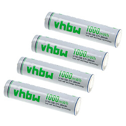 vhbw Piles rechargeables AAA micro, 4 pièces - Batteries rechargeables (280mAh, 3,7V, Li-ion)