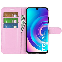 Etui en PU texture litchi avec support, rose pour votre TCL 30 5G