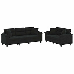 Maison Chic Ensemble de canapés 2 pcs avec coussins, Canapé droit Sofa pour Salon Noir Tissu microfibre -GKD360408