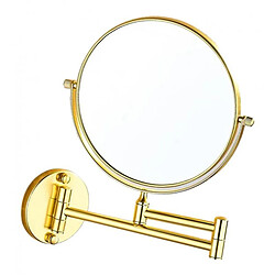 Support Mural Double Face 3X Loupe De Rasage Cosmétique Miroir Grossissant Doré