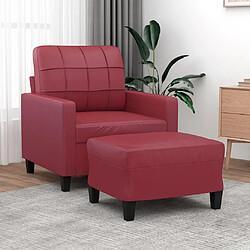 vidaXL Fauteuil avec repose-pied Rouge bordeaux 60 cm Similicuir