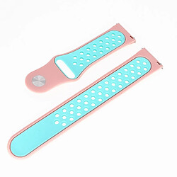 Bracelet en silicone creux 20mm bicolore rose/cyan pour votre Garmin Forerunner 645 Music/Vivoactive 3/Vivomove HR