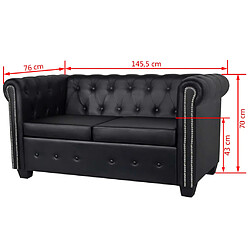 vidaXL Canapé Chesterfield à 2 places et à 3 places noir pas cher