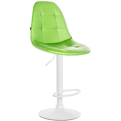 Decoshop26 Tabouret de bar x1 avec repose-pieds hauteur réglable pivotant assise en PVC vert cadre métallique blanc 10_0004832