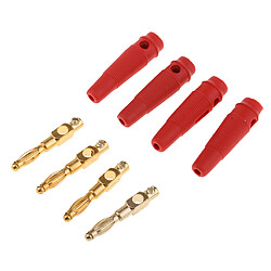 Avis Set 4pcs musical audio haut-parleur câble fil banane connecteur 50mm rouge