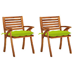 vidaXL Chaises à manger de jardin avec coussins lot de 2 Acacia massif