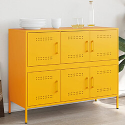 vidaXL Buffet jaune moutarde 100,5x39x79 cm acier