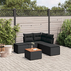 Maison Chic Salon de jardin 6 pcs avec coussins | Ensemble de Table et chaises | Mobilier d'Extérieur noir résine tressée -GKD74446