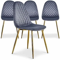 Paris Prix Lot de 4 Chaises en Velours Waynor 87cm Argent