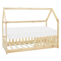 ML-Design Lit d'enfants + matelas et protection anti chutes style maison naturel 80x160 cm