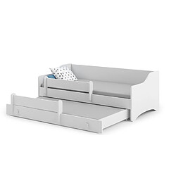 Kobi Lit enfant Kris blanc + gigogne 160x80cm - avec matelas