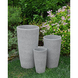 Beliani Lot de 2 cache-pots en pierre grise 23 x 23 x 43 cm ABDERA