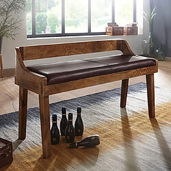 Mes Banc 108x43x63 cm en cuir et manguier naturel et marron