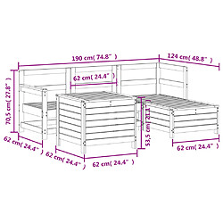 vidaXL Salon de jardin 5 pcs blanc bois massif de pin pas cher