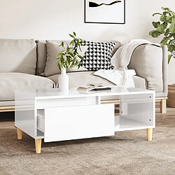 Avis Maison Chic Table basse,Table Console Table d'appoint, Table pour salon Blanc brillant 90x50x36,5 cm Bois d'ingénierie -MN91485