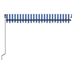 Avis vidaXL Auvent manuel rétractable avec LED 400x350 cm Bleu et blanc