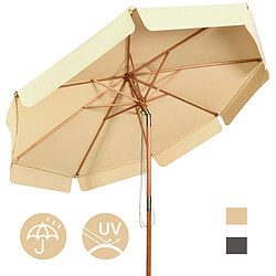 Helloshop26 Parasol inclinable diamètre 300cm avec manivelle anti-uv protection solaire toile polyester imperméable beige 20_0009027