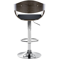 Decoshop26 Tabouret de bar x1 design scandinave en PVC noir et structure en bois couleur gris 10_0005040