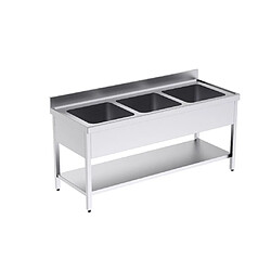 Plonge Inox Professionnelle Triple avec Etagère 1800 x 700 - Distform