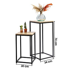 Acheter SET DE 2 SELLETTES TABLE BASSE DECORE TABLE D'APPOINT CONSOLE EN BOIS ET MÉTAL NOIR 34X34XH74CM ET 30X30XH54CM+Urban Living