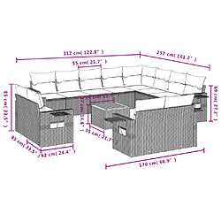 Avis Maison Chic Salon de jardin avec coussins 13 pcs, Ensemble Tables et chaises de jardin, gris résine tressée -GKD913203