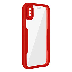 Avizar Coque iPhone X et XS Dos Plexiglas Avant Polymère Coins Renforcés Contour Rouge