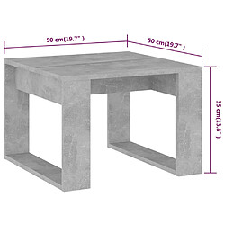 vidaXL Table d'appoint Gris béton 50x50x35 cm Bois d’ingénierie pas cher