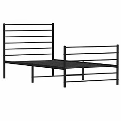 Maison Chic Lit adulte - Lit simple Cadre de lit métal avec tête de lit/pied de lit,Structure du lit Contemporain pour chambre noir 100x190 cm -MN33688 pas cher