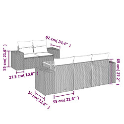 Acheter vidaXL Salon de jardin avec coussins 6 pcs beige résine tressée
