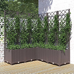 vidaXL Jardinière avec treillis Marron 120x120x136 cm PP