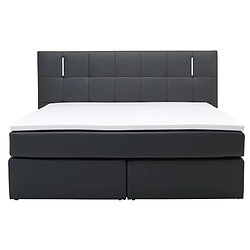 Avis Vente-Unique Ensemble complet boxspring tête de lit avec leds + sommiers + matelas + surmatelas - 160 x 200 cm - Simili - Anthracite - BILBAO de YSMÉE