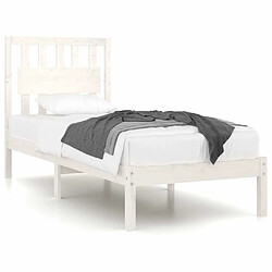 Maison Chic Lit adulte - Lit simple Cadre de lit,Structure du lit Contemporain Blanc Bois de pin massif 90x200 cm -MN92918