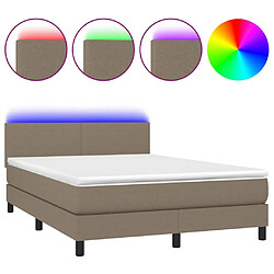 Maison Chic Lit adulte- Lit + matelas,Sommier à lattes de lit avec matelas LED Taupe 140x190 cm Tissu -GKD59529