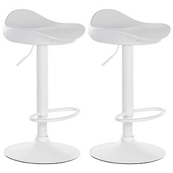 Decoshop26 Lot de 2 tabourets de bar synthétique et plastique blanc assise ergnomique TDB10601