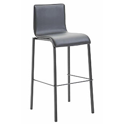 Non Tabouret de bar Kado simili cuir Carré plat noir