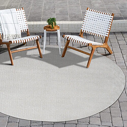 Thedecofactory BANGALOR - Tapis d'extérieur/intérieur aspect jute blanc D160