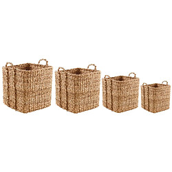 Aubry Gaspard Cache-pots carrés en jonc de mer naturel (Lot de 4).