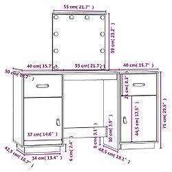 vidaXL Ensemble de coiffeuse avec LED Blanc Bois de pin solide pas cher