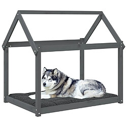 Avis vidaXL Lit pour chien Gris 111x80x100 cm Bois de pin solide