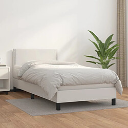 Maison Chic Structures de lit + matelas,Lit à sommier tapissier avec matelas Blanc 90x200 cm Similicuir -MN43222