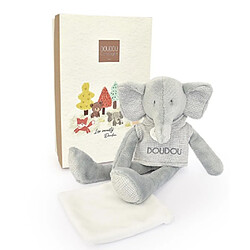 Doudou et Compagnie Doudou elephant gris avec mouchoir - sweety - 25 cm