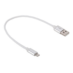 Wewoo Câble blanc pour iPhone X / 8 & 8 Plus / 7 & 7 Plus / 6 & 6s & 6 Plus & 6s Plus / 5 & 5S & SE & 5C / iPad 25cm Net Style tête en métal Lightning à USB données / de chargeur,