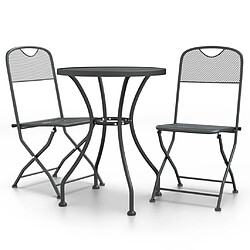 Maison Chic Mobilier à dîner 3 pcs de jardin - Ensemble table et chaises d'extérieur - Salon/Mobilier de jardin classique Maille Métal Anthracite -MN53574