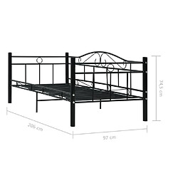 vidaXL Cadre de lit de repos sans matelas Noir Métal 90x200cm pas cher