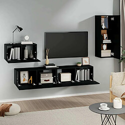 Avis Maison Chic Ensemble de meubles TV 4 pcs | Banc TV Moderne pour salon | Meuble de Rangement - Noir Bois d'ingénierie -MN18025