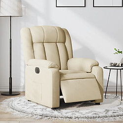 vidaXL Fauteuil inclinable électrique Crème Tissu