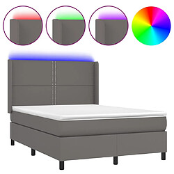 vidaXL Sommier à lattes de lit matelas LED Gris 140x190cm Similicuir