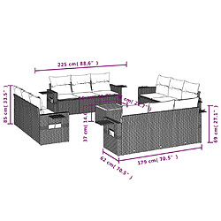 Acheter vidaXL Salon de jardin avec coussins 13 pcs noir résine tressée