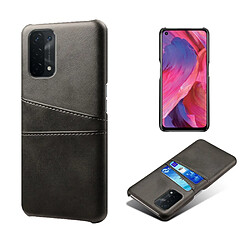 Coque en TPU + PU avec double porte-cartes noir pour votre Oppo A74 5G/A54 5G/A93 5G